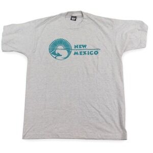 VTG Screen Stars Best‎ New Mexico Zia Sun T-Shirt Mens XL Gray USA 90s Southwest